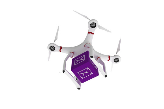 一个带紫色立方体的无人机