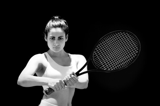 女人打网球的复合形象