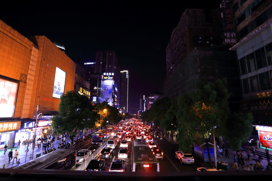 城市夜景 堵车