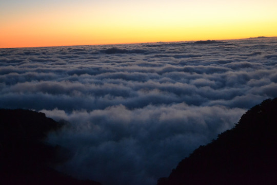 黄山日落 云海 山顶