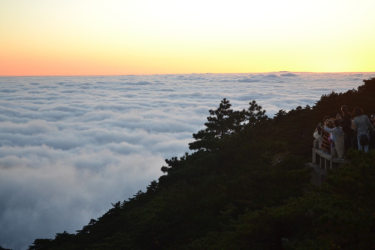 黄山日落 黄山云海 山顶