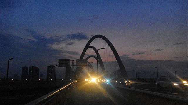 黄昏下的 太原北中环桥