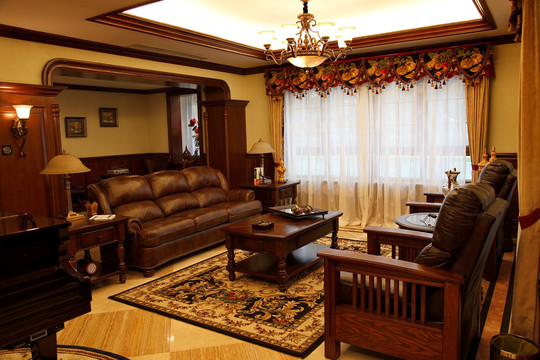 豪宅客厅及沙发窗帘