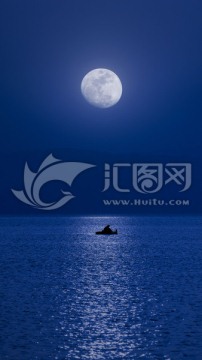 月亮和渔船