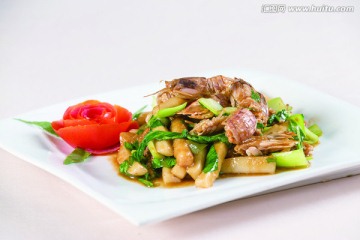 虾菇炒年糕
