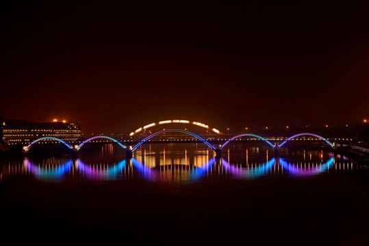 金华金虹桥夜景 蓝紫色