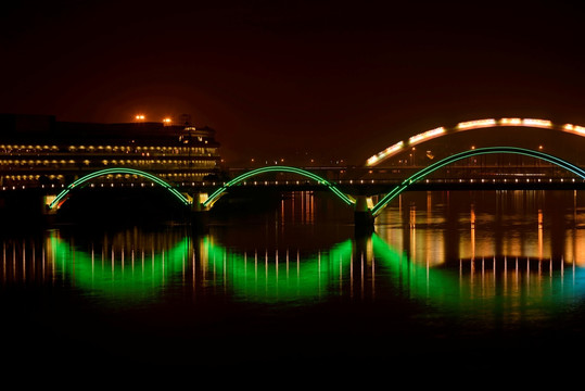 金华金虹桥夜景 绿色