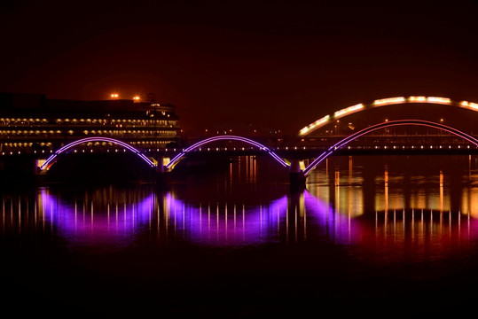金华金虹桥夜景 紫色