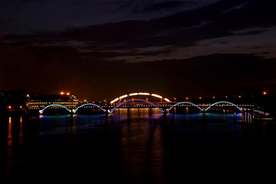 金华金虹桥夜景 双龙大桥 蓝紫