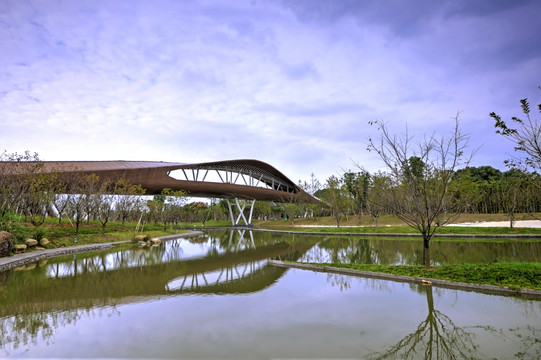 兰溪兰湖 兰桥 水池全景