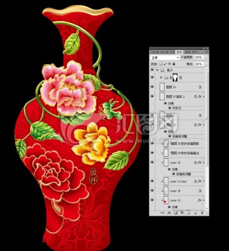 彩色花瓶 内有分层图