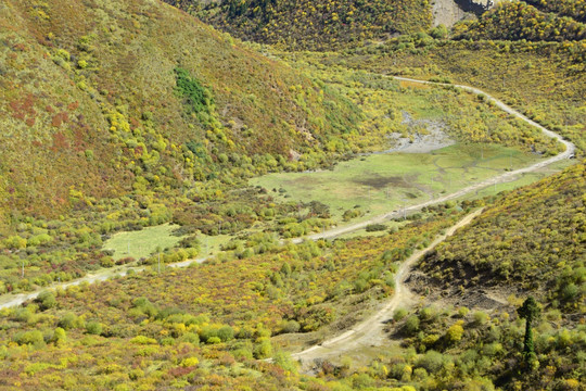 若尔盖草原牧场 山地风光