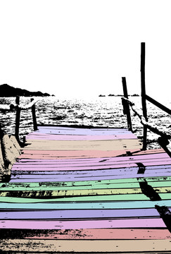 现代小桥海景装饰画