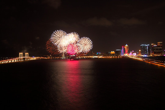 烟火 礼花 澳门 夜景