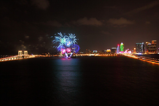 烟火 礼花 澳门 夜景