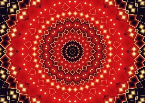 红色拼花图案