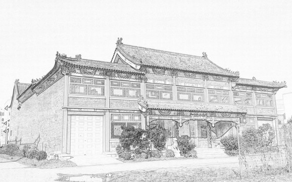 古建线描
