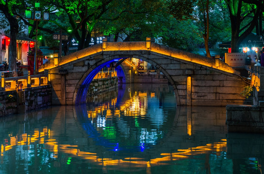同里夜景 石桥 古桥
