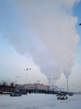 冬季热电厂排放