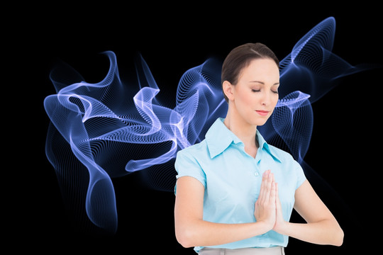商务女人祈祷的复合形象