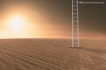 沙漠上的梯子
