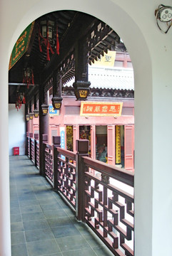 中式拱门 中式栏杆 月亮门
