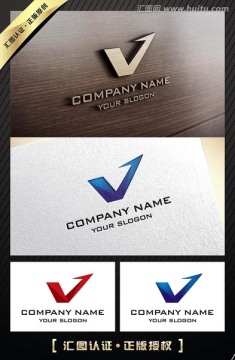 V字母金融财富箭头LOGO