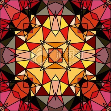 染色玻璃图形 抽象几何花纹
