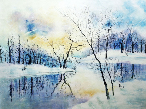 现代抽象风景油画