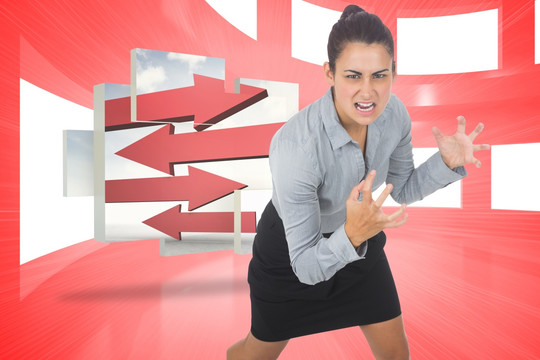 女人愤怒的复合形象