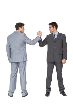在握手的两个男商人
