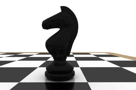 国际象棋黑棋子和棋盘