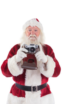 拿着相机的圣诞老人