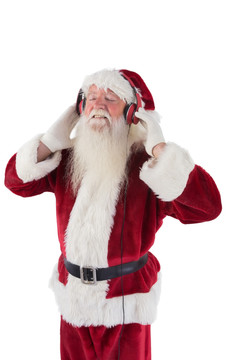 戴着耳机的圣诞老人