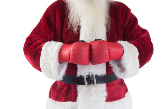 戴着拳击手套的圣诞老人