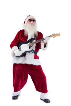 弹着吉他的圣诞老人