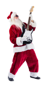 弹着吉他的圣诞老人