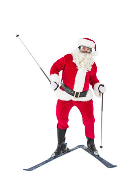 在滑雪的圣诞老人
