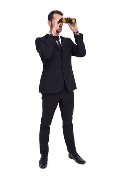 商务男人使用望远镜