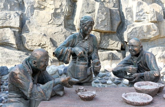 茶水摊雕塑