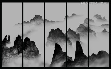 水墨山