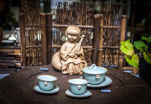 茶具 抱琵琶的女孩 陶器
