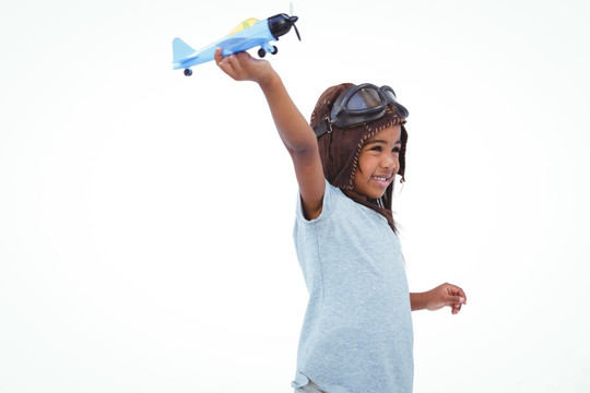 玩玩具飞机女孩