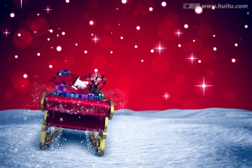 圣诞老人坐着雪橇的复合形象