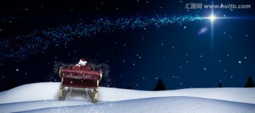 圣诞老人坐着雪橇的复合形象