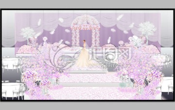 紫色梦幻婚礼舞台效果图