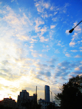 晚霞天空 城市晚霞 傍晚天空