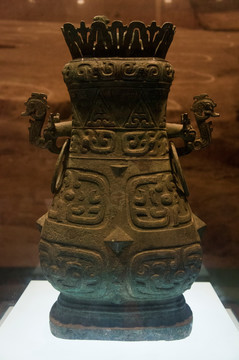 陕西西安文物青铜器梁其壶