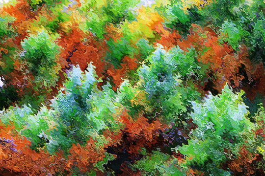 秋叶抽象油画