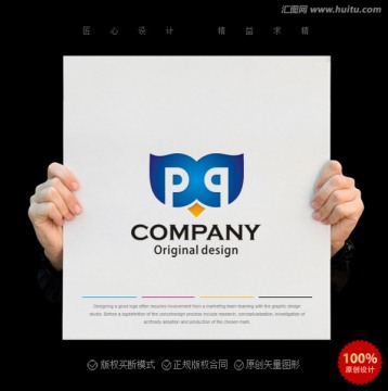 猫头鹰logo pq字母标志